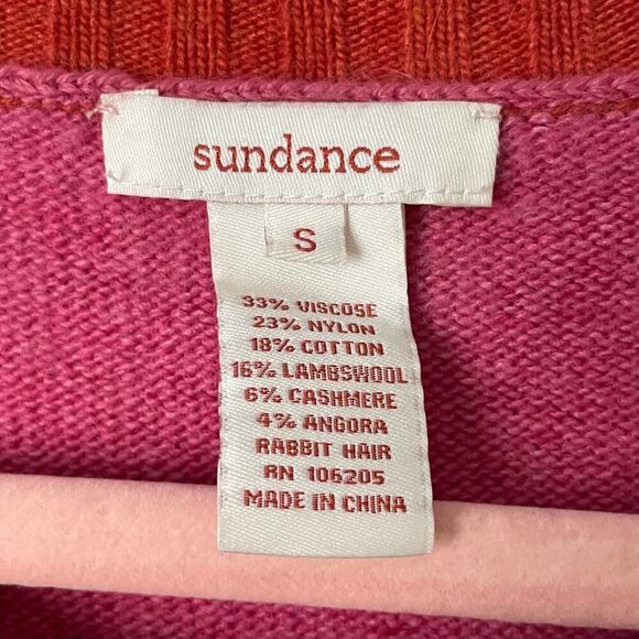 Sundance Sweater Womens Small‎ Pink Orange Wool Cashmere Knit Pockets Retro Boho - Picture 12 of 13